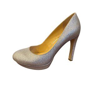Gianni Bini Silver Glitter Platform Pumps High Heels Women's Sz 9M Holiday Party